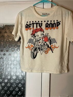 Betty Boop Cream Tee with Black and Orange Graphic